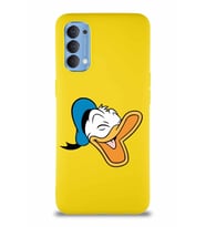 Oppo Reno 4 Soft Premier Kapak Donald Duck-E Tasarımlı Silikon Kılıf - Sarı (Şeffaf)