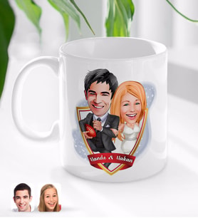 BK Gift Kişiye Özel İsimli Sevgililer Karikatürlü Beyaz Kupa Bardak-15