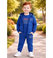 Erkek Çocuk 23 Yazılı Kapşonlu Yelek -sweat-eşofman 3lü Takım - MAVİ / 3 YAŞ