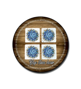 bilge tasarım Stone Decor Taş Bardak Altlığı 4'lü Set 10x10x1 Cm desenli