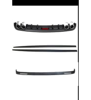 Ford Escort Ön Tampon Eki Düz Yan Marşpiyel Eki ve Difüzör 3lü Siyah Set Bodykit (Karışık)
