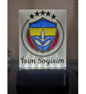 Kişiye Özel İsimli Sarı Lacivert Dekoratif Led Lamba M1 Kablolu Adaptörlü Beyaz Led