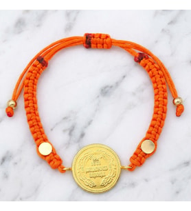 Altın Kaplama Ata Liralı Turuncu İpli Bileklik BLK-1245 (Gold)