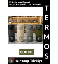 #Termos Kamp Outdoor Piknik Ofis Gündelik Sızdırmaz Kapaklı Çift Katmanlı Dereceli Mug Termos 500 ML