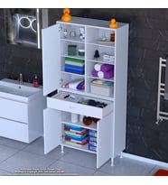 Modilayn AFRA 75x173x32,5 cm 1 Çekmece 3 Kapak 7 Raf 10 Bölme Çok Amaçlı Banyo & Mutfak Dolabı