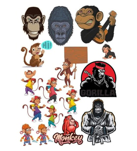 Maymun Sticker Set-2 13 Parça Telefon, Tablet, Defter, Laptop Sticker
