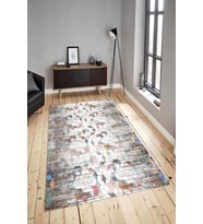 Dijital Baskılı Yıkanabilir Kaymaz Modern Renkli Salon Halısı Mutfak Halısı Yolluk ND-HY-1298 (Gri)