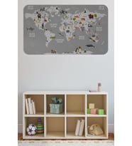 Eğitici Dünya Haritası Dünya Atlası Çocuk Ve Bebek Odası Duvar Sticker-60x105-3794
