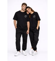 Sevgili Kombini Çift Tişört Oversize Unisex Uyumlu Çift Kombin 2'li Set (Siyah)