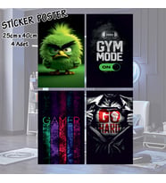 yeşil sevimli canavar gym mode gamer oyuncu - 4 adet yapışkanlı poster sticker etiketler - dolap cam oda için