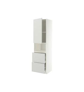 Mikrodalga Fırın Boy Dolabı, Açık Gri, 60x60x220 cm, 1 Kapaklı, 2 Çekmeceli ve 2 Raflı