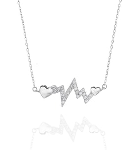 Diamond Seri Işıltılı Heartbeat Kadın Gümüş Kolye