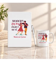 Modern Dans Öğretmenine İsme Özel Defter Kalem ve Kupa Hediye Seti