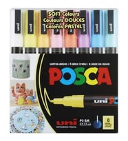 Uni Posca Su Bazlı Marker Seti 8li Pastel Renkler 0.9 1.3mm PC3M