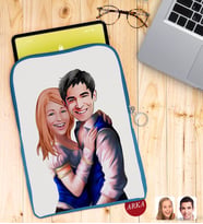 BK Gift Kişiye Özel Sevgililer Karikatürlü Taşınabilir Koruyucu Tablet Kılıfı & Organizer Çanta - Mavi-36
