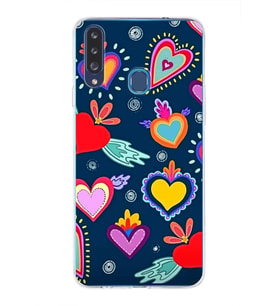 PrintiFy Samsung Galaxy A20s ile Uyumlu 1mm Slim Fit Retro Colors 3 Baskılı Şeffaf  Kılıf