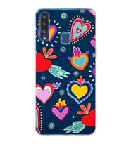 PrintiFy Samsung Galaxy A20s ile Uyumlu 1mm Slim Fit Retro Colors 3 Baskılı Şeffaf  Kılıf