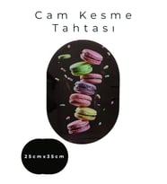 Cam Kesme Tahtası* Mutfak Tahtası Oval 25x35cm Makaron Görünümü