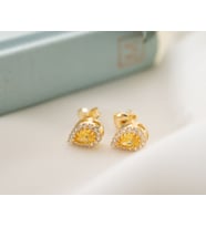 925 Ayar Gümüş Kasım Ayı Doğum Taşı ( Citrine ) Damla Küpe