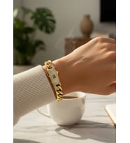 Vip 22K Altın Kaplama Kalın Taşlı Gurmet Gold Bileklik 18 cm - 26vipb07