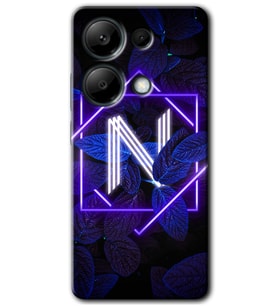 Poco M6 Pro Kılıf HD Desen Baskılı Kılıf - Dark Neon Yaprak N Harfi