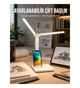 Mey İthalat® Ayarlanabilir Kısılabilir LED Masa Lambası Entegre Kalemlik ve Telefon Tutucu Özellik