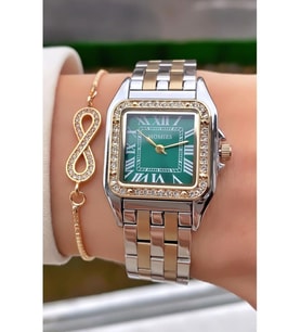 Homies MRD12120 Sarı Gümüş Renk Kadın Kol Saati Bileklik Hediyeli