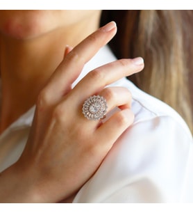 Oval Mekik Taşlı Sky Diamond Gümüş Yüzük