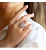 Oval Mekik Taşlı Sky Diamond Gümüş Yüzük