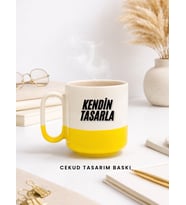 Kendin Tasarla Kupa Bardak Sarı Alt Tasarım – Kişiye Özel Baskılı Seramik Kupa (Krem)