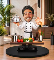 Kişiye Özel Aşçı Biblosu – Fotoğraftan 3D Karikatür Şef Figürü, Erkek Aşçıya Hediye, Mutfak ve Masaüstü Dekor