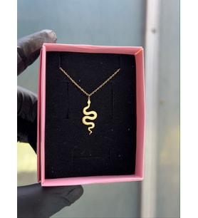 Kişiye Özel 925 Ayar Gümüş Yılan Model Kolye (Gold)