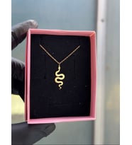 Kişiye Özel 925 Ayar Gümüş Yılan Model Kolye (Gold)