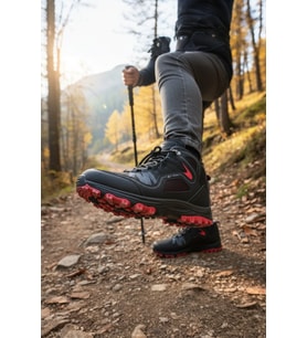 Enoch Erkek Siyah Kırmızı Waterproof Outdoor Trekking ve Dağ Yürüyüş Botu (Siyah-Kırmızı)
