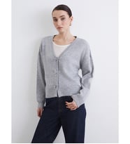 LCW Modest Gri V Yaka Kadın Triko Hırka