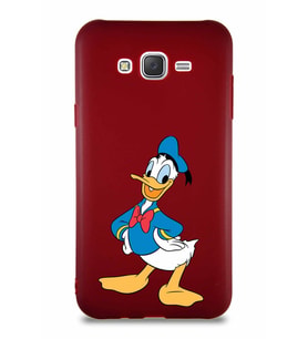 Samsung Galaxy J7 Core Soft Premier Kapak Donald Duck-C Tasarımlı Silikon Kılıf - Mürdüm (Şeffaf)