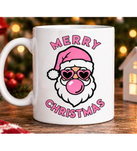 Merry Christmas Yazılı Sakız Patlatan Noel Baba Desenli Yılbaşına Özel Hediye Porselen Kupa Bardak