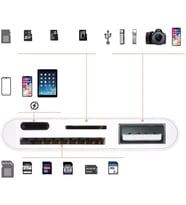 STORE iphone Uyumlu USB Lightning Micro Sd Tf Kart Okuyucu Çevirici Dönüştürücü Adaptör+MicroSd+Sd+Usb girişler 3343