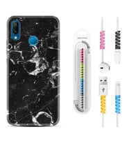 Huawei P20 Lite Mate 10 20 Lite Pro P40 Lite KılıfKablo Koruma Spiral Silikon Black Hole Marble 1387