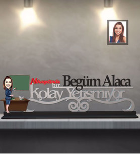 Kişiye Özel Öğretmen Karikatürlü Kolay Yetişmiyor Ahşap Biblo Bayan-18