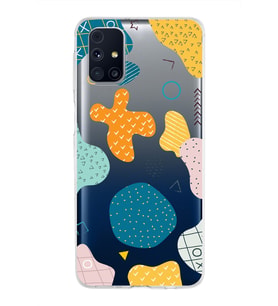 Samsung Galaxy M31s Kapak Geometrik Şekiller Tasarımlı Şeffaf Silikon Kılıf