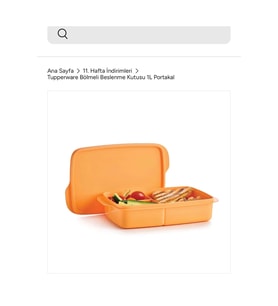 Tupperware Bölmeli Beslenme 1 lt Portakal
