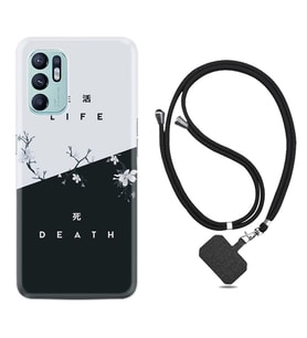 Oppo Reno 6 Kılıf Resimli Boyun Askılı İpli Desenli Silikon Life and Death 1339