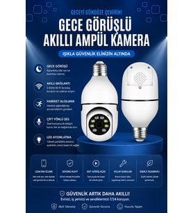 Ev Kamerası WiFi Gece Görüşlü Akıllı Ampul Kamera
