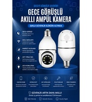 Ev Kamerası WiFi Gece Görüşlü Akıllı Ampul Kamera