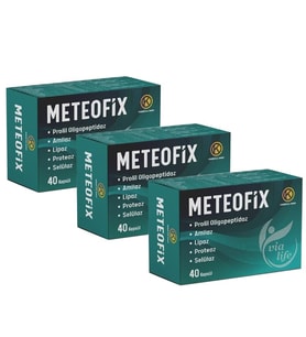 Meteofix Propil Oligopeptidaz, Amilaz, Lipaz, Proteaj, Selülaz, Bromelain, Zencefil Sindirim Enzimler 40 Kapsül - 3'lü