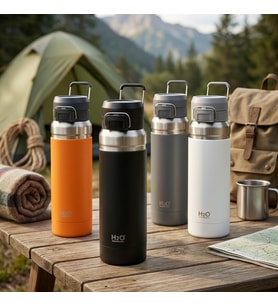 Paslanmaz Çelik Termos Matara - 1000 ML (1 Litre) Kapasiteli, Renk Seçenekli Isı Yalıtımlı Çelik Suluk (SİYAH)