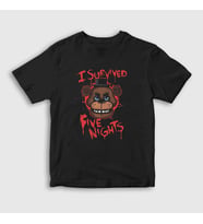 Presmono Unisex Çocuk Siyah Survived Fnaf Five Nights At Freddy's T-Shirt 472522tt