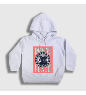 Presmono Unisex Çocuk Beyaz Peace Beatles John Lennon Kapüşonlu Sweatshirt 34979tt