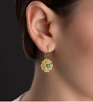 925 Ayar Gümüş Telkari İşlemeli Sallantılı Küpe (Gold)